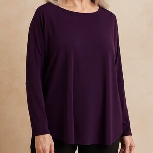 Sympli‎ Canada Long Sleeve Jersey Top Womens Sz 12 Blouse Dolman Stretch Minimal